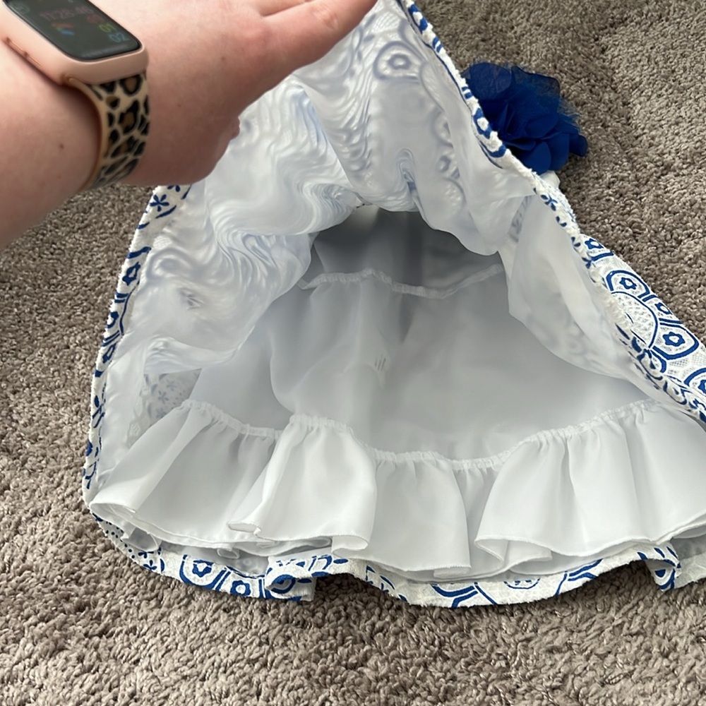 ZOE LTD Blue & White Floral Formal Toddler Dress - Picture 4 of 7